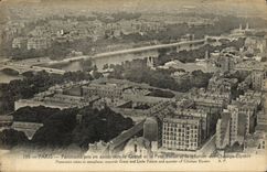 VINTAGE POSTCARD Paris Panorama Taken in the Plane Towards the Large one and the Small palace and the district of the Champs Elysees