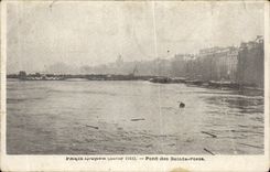 VINTAGE POSTCARD Paris Bridge of the Saints Fathers Floods