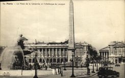 VINTAGE POSTCARD Paris the Place of the Harmony and L Obellsque de Louqsor