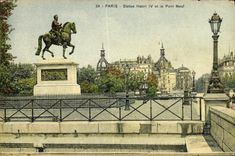 VINTAGE POSTCARD Paris Rules Henri IV and the New Bridge
