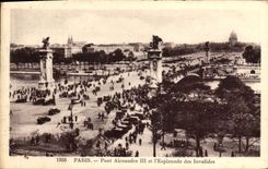 VINTAGE POSTCARD Paris Bridge Alexandre III and L Esplanade of the Invalids