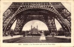 VINTAGE POSTCARD Paris Eiffel Tower Trocadero Taken Under