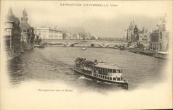 CPA Paris Expostion Universelle 1900 Perspective sur la Seine Peniche Bateau 