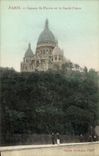 VINTAGE POSTCARD Paris Public garden St Pierre and the Sacring Heart