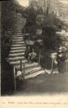 VINTAGE POSTCARD Paris Holy Public garden Piere active Staircase with the Sacring Heart Montmartre Child