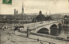 VINTAGE POSTCARD Rouen the Bridge Cockles and the Cathedral Tram