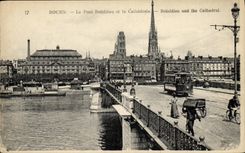 VINTAGE POSTCARD Rouen the Boleldieu Bridge and the Cathedral Tram