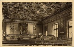 VINTAGE POSTCARD Rouen Law courts Room of the Meetings of the sitted Parliament aujourd today Court D