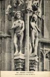 VINTAGE POSTCARD Rouen Cathedral Adam and Eve with the Butter Tower