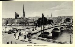 VINTAGE POSTCARD Rouen the Bridge Crow