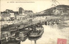 VINTAGE POSTCARD Rouen Quay of Paris and dimension Sainte Catherine Bateaux