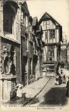 VINTAGE POSTCARD Rouen Street Saint Romain Old women houses and old fountain