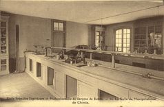 VINTAGE POSTCARD Higher and Professional Primairee School Boys of Rouen the instrument room of chemistry