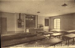 VINTAGE POSTCARD Higher and Professional Elementary school Boys of Rouen the room of sciences