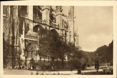 VINTAGE POSTCARD Rouen the City Museum Garden of L town hall and sight partial of L church Saint ouen
