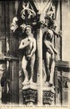 VINTAGE POSTCARD the Rouen Cathedral Rules D Adam and Eve with the Butter Tower