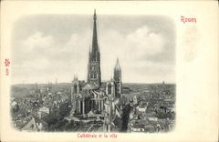 VINTAGE POSTCARD Rouen Cathedral and the City