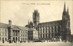 VINTAGE POSTCARD Rouen Places L Town hall