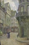 VINTAGE POSTCARD Rouen Street of the Viscount chart toilee