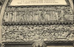 VINTAGE POSTCARD Rouen the Cathedral of Gate of the Booksellers tympanum the separation of the elected officials and cursed the resurrection of deaths