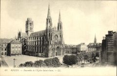 VINTAGE POSTCARD Rouen Together of L church Ouen Saint
