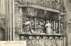 VINTAGE POSTCARD Rouen the Cathedral Tombs of the cardinals D Amboise
