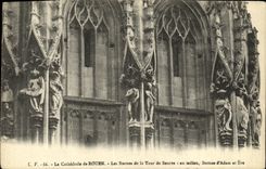 VINTAGE POSTCARD Rouen the Cathedral of Rouen Statues of the butter Tower In the medium Statues D Adam and Eve