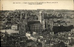 VINTAGE POSTCARD Rouen L Church Holy Ouen and View On Bihorel taken of the arrow of the cathedral