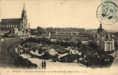 VINTAGE POSTCARD Rouen Together of Help and the Monument of Jeanne D Arc