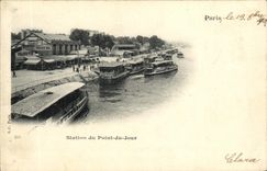 CPA Paris Station du Point du Jour Peniches Bateaux