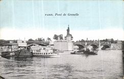 VINTAGE POSTCARD Paris Bridge of Grenelle Boat