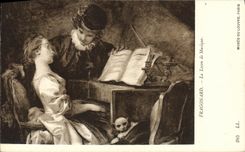 POSTAL Fragonard de la VENDIMIA la leccion del museo de Muisque de la lumbrera Paris