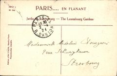 VINTAGE POSTCARD Paris While Strolling Gardens of Luxemburg