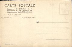 Homenaje de Paris de la POSTAL de la VENDIMIA del presidente de la república al soldado desconocido Herriot Lebrun Daladier