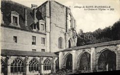 VINTAGE POSTCARD Abbey of Wandrille Saint the Cloister and L Church