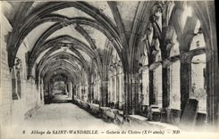 VINTAGE POSTCARD Abbey of Saint Wandrille Gallery of the Cloister