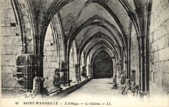 VINTAGE POSTCARD Holy Wandrille L Abbey the Cloister