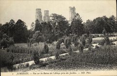VINTAGE POSTCARD Jumieges Seen on the Ruins of L Abbey taken of the Gardens