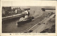La opinion de Dieppe de la POSTAL de la VENDIMIA de los embarcaderos llego del barco del correo D Inglaterra