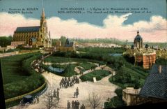VINTAGE POSTCARD Bonsecours L Church and the Monument of Jeanne D Arc