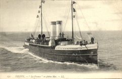 POSTAL Dieppe Francia de la VENDIMIA en el barco del mar abierto