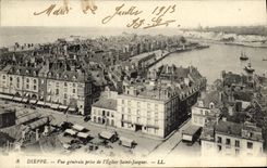 Opinion de Dieppe de la POSTAL de la VENDIMIA tomada de L iglesia Jacques Saint