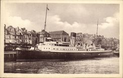 POSTAL Dieppe Wathing de la VENDIMIA con el barco maritimo de la plataforma de la estacion