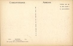 POSTAL Dieppe Wathing de la VENDIMIA con el barco maritimo de la plataforma de la estacion