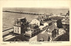 Reina de Trouville de la POSTAL de la VENDIMIA de la explanada de las playas de los negros de las rocas y de la caminata lanzada