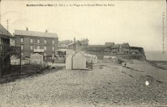 VINTAGE POSTCARD Quiberville On Sea the Beach and the Large Hotel Of the Baths