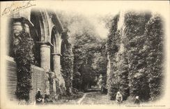 VINTAGE POSTCARD Valmont Ruins of L Esnemble abbey on the park