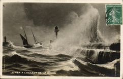 VINTAGE POSTCARD the sea has L attack of Sailing the Bateau dam