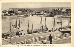 VINTAGE POSTCARD Treport the Port and the District of the Station Boats