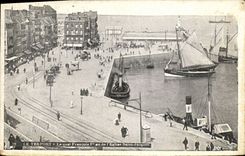 VINTAGE POSTCARD Treport the Francois Quay 1st or of L church Saint Jacques Boat